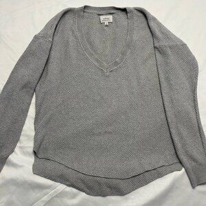 Aritzia Wilfred Silk Cashmere V-Neck Sweater Grey M